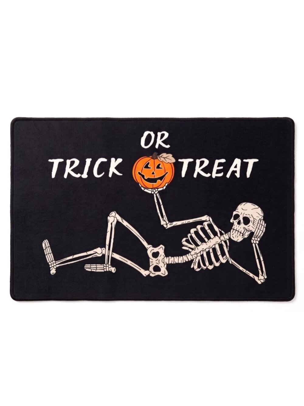 Halloween Trick or Treat Doormat Skeleton Pumpkin Non Slip Entry Rug 31x20